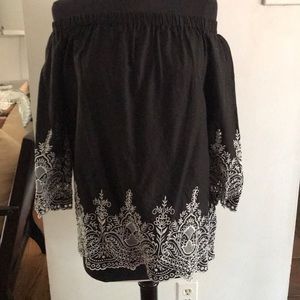 Zara Off-shoulder eyelet top